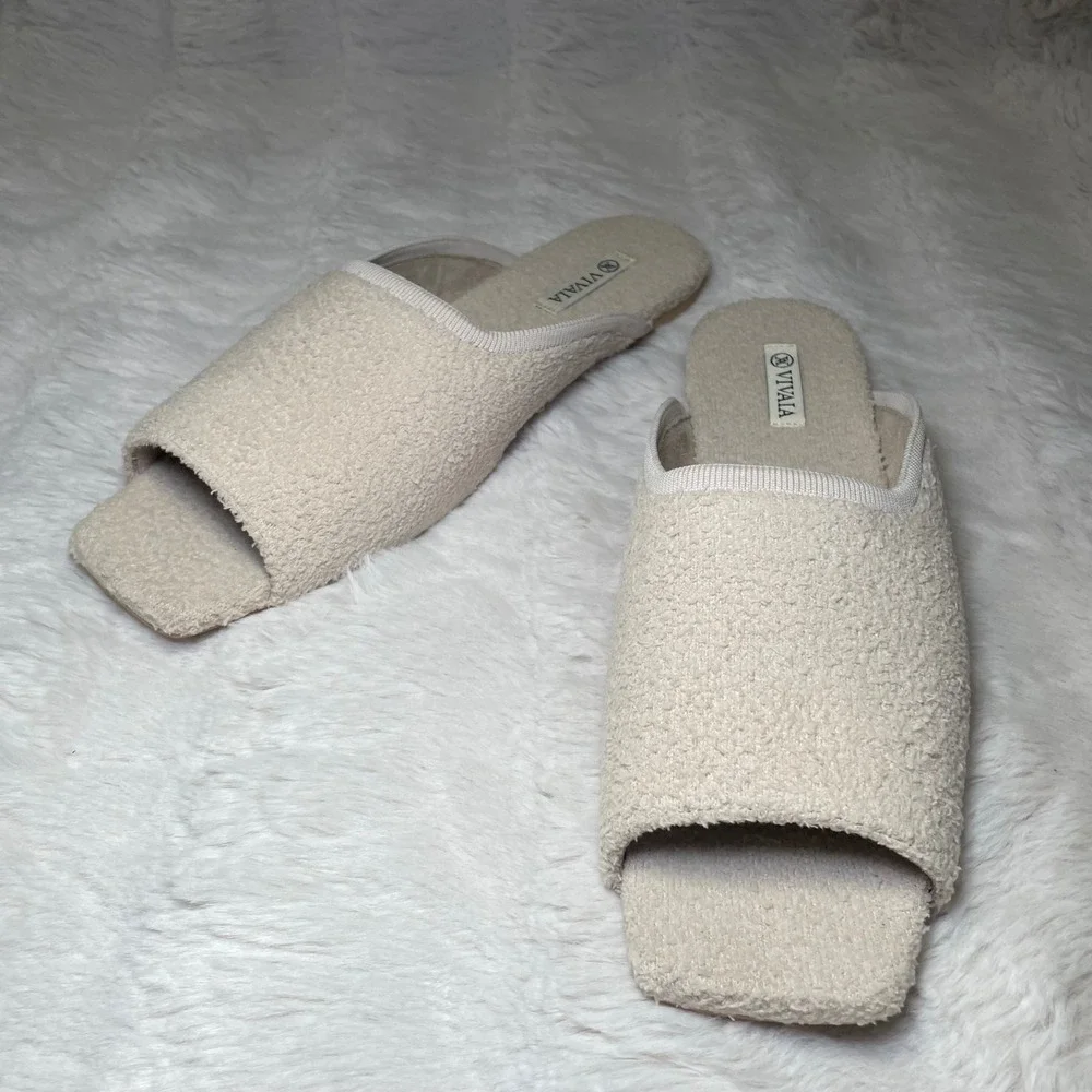VIVAIA Square-Toe Fluffy Slides EU 41 / US 9.5 - Picture 5 of 10
